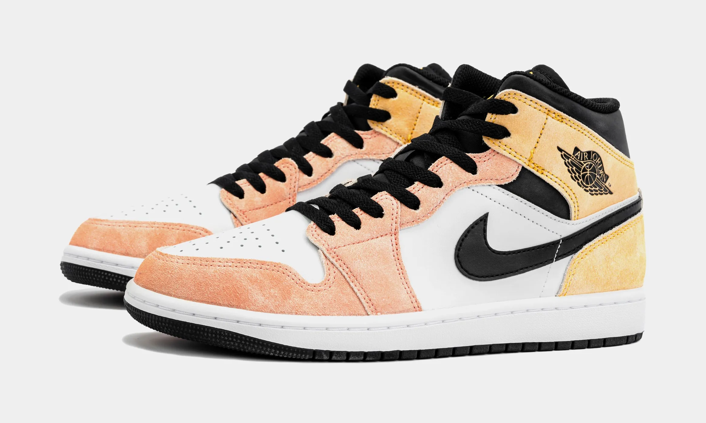 Air Jordan 1 Retro Mid Flight Club Mens Lifestyle Shoes (Pink/Black)