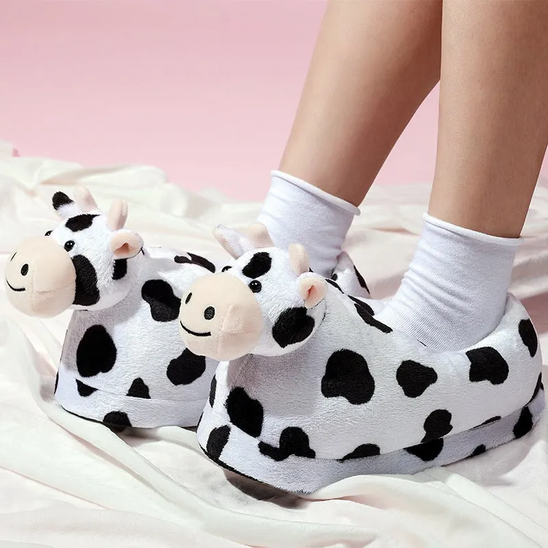 Animal Cow Slippers Plush non-slip warm cotton indoor slippers