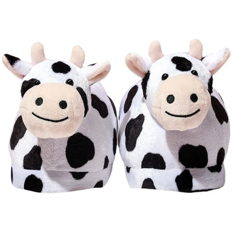 Animal Cow Slippers Plush non-slip warm cotton indoor slippers