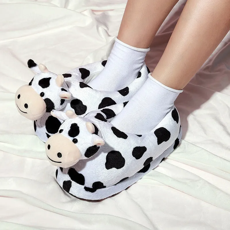 Animal Cow Slippers Plush non-slip warm cotton indoor slippers