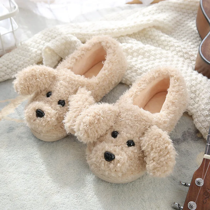 Animal Slippers Cute Dog Plush Warm Indoor