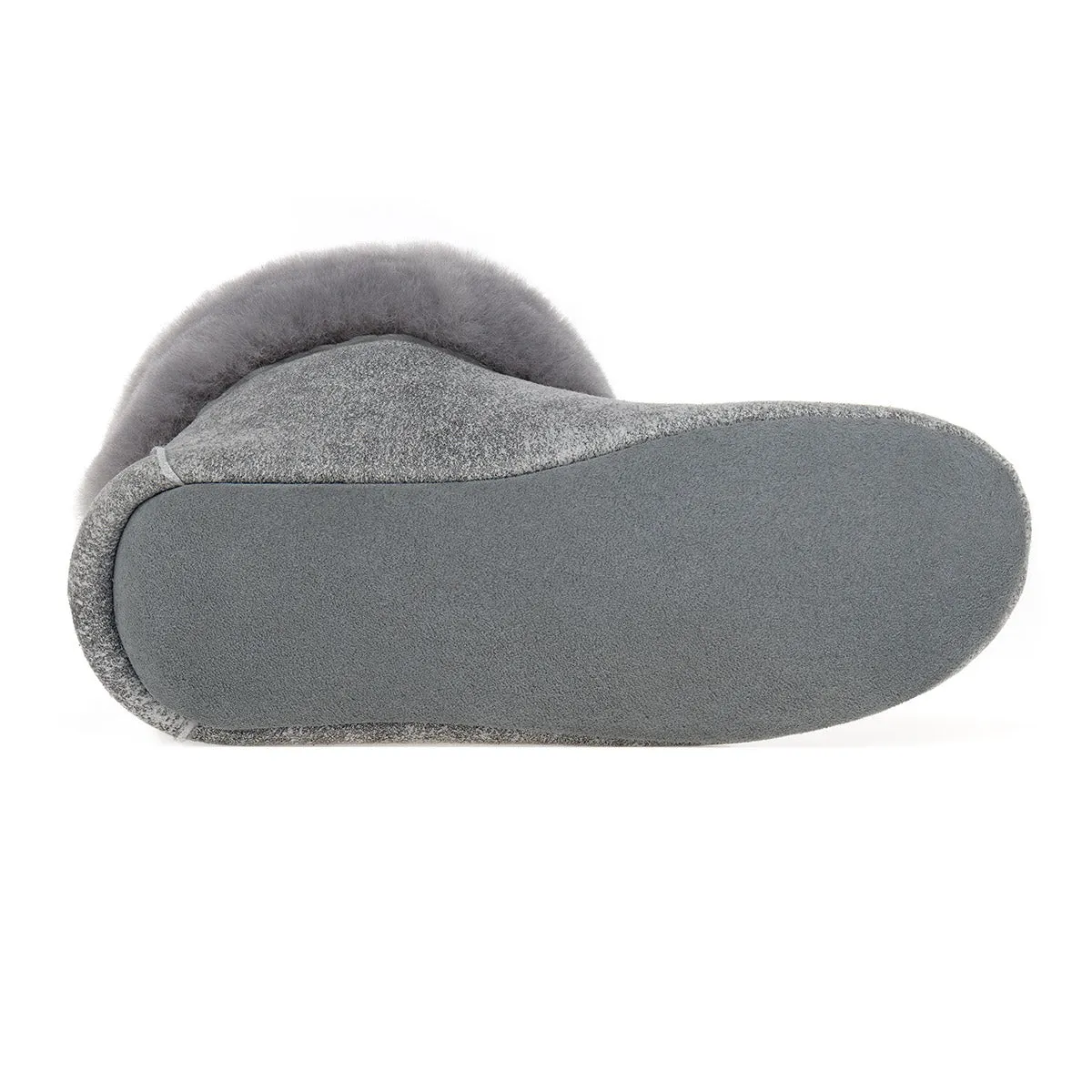 Aster Sheepskin Slippers - Grey Distressed Leather