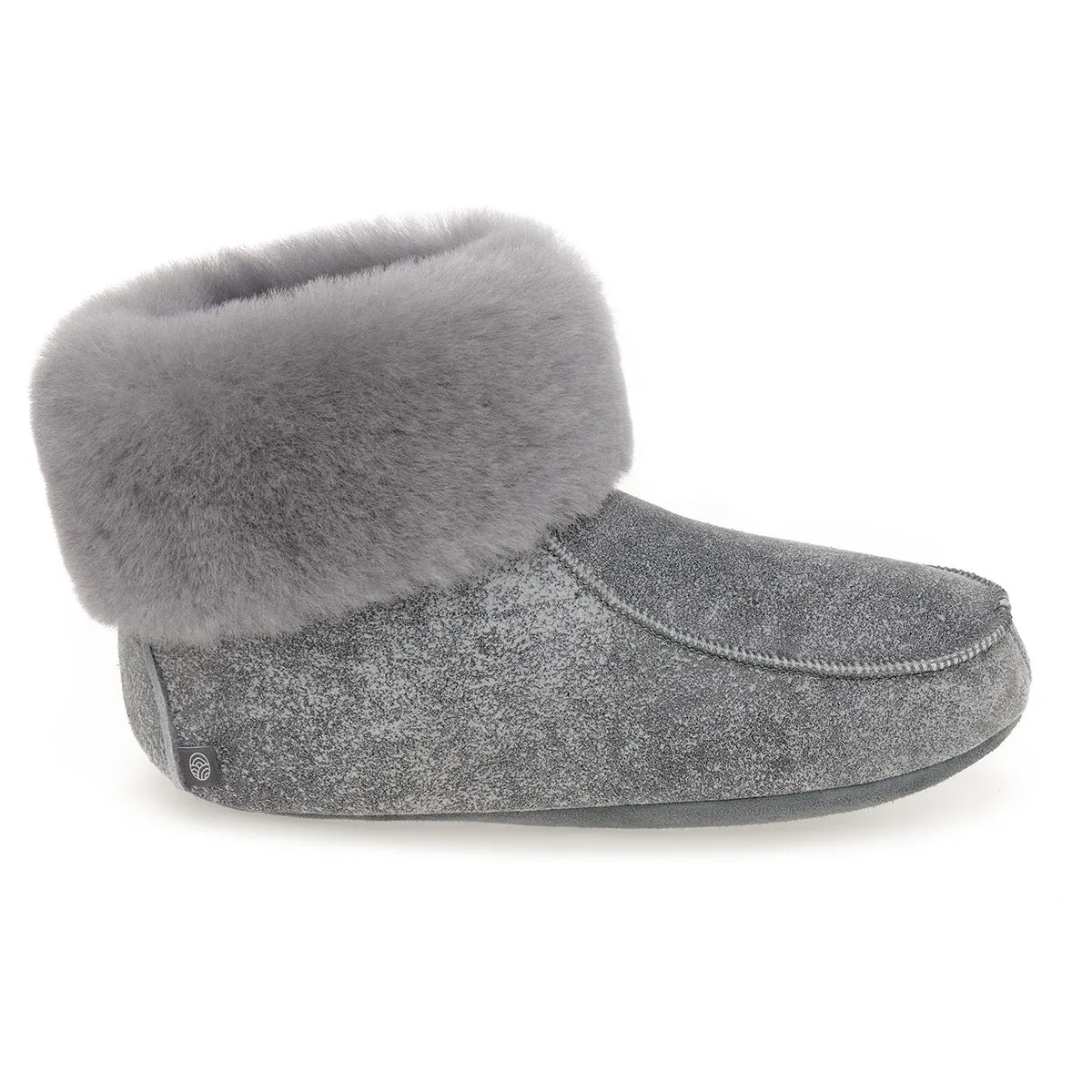 Aster Sheepskin Slippers - Grey Distressed Leather