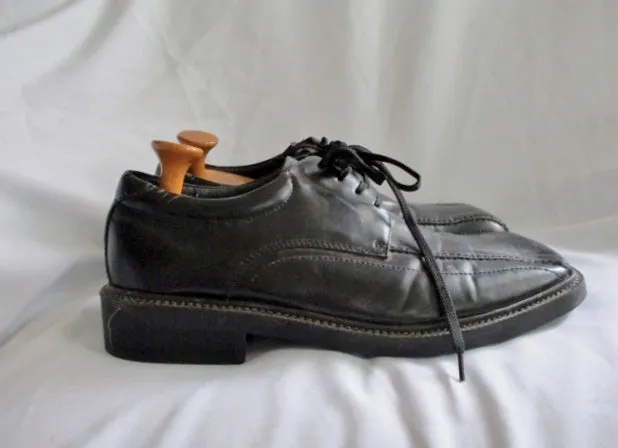 CA CARRINI COLLECTION Leather OXFORD Shoe BLACK 13 Square Toe Derby Mens