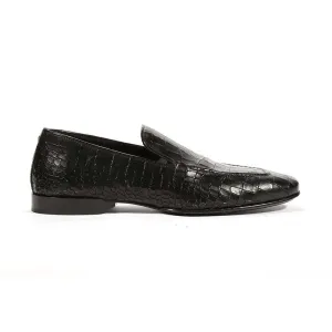 Cesare Paciotti Luxury Italian Men's Loafers Croc Print Cocco Lux Black PK Designer Shoes (CPM5448)