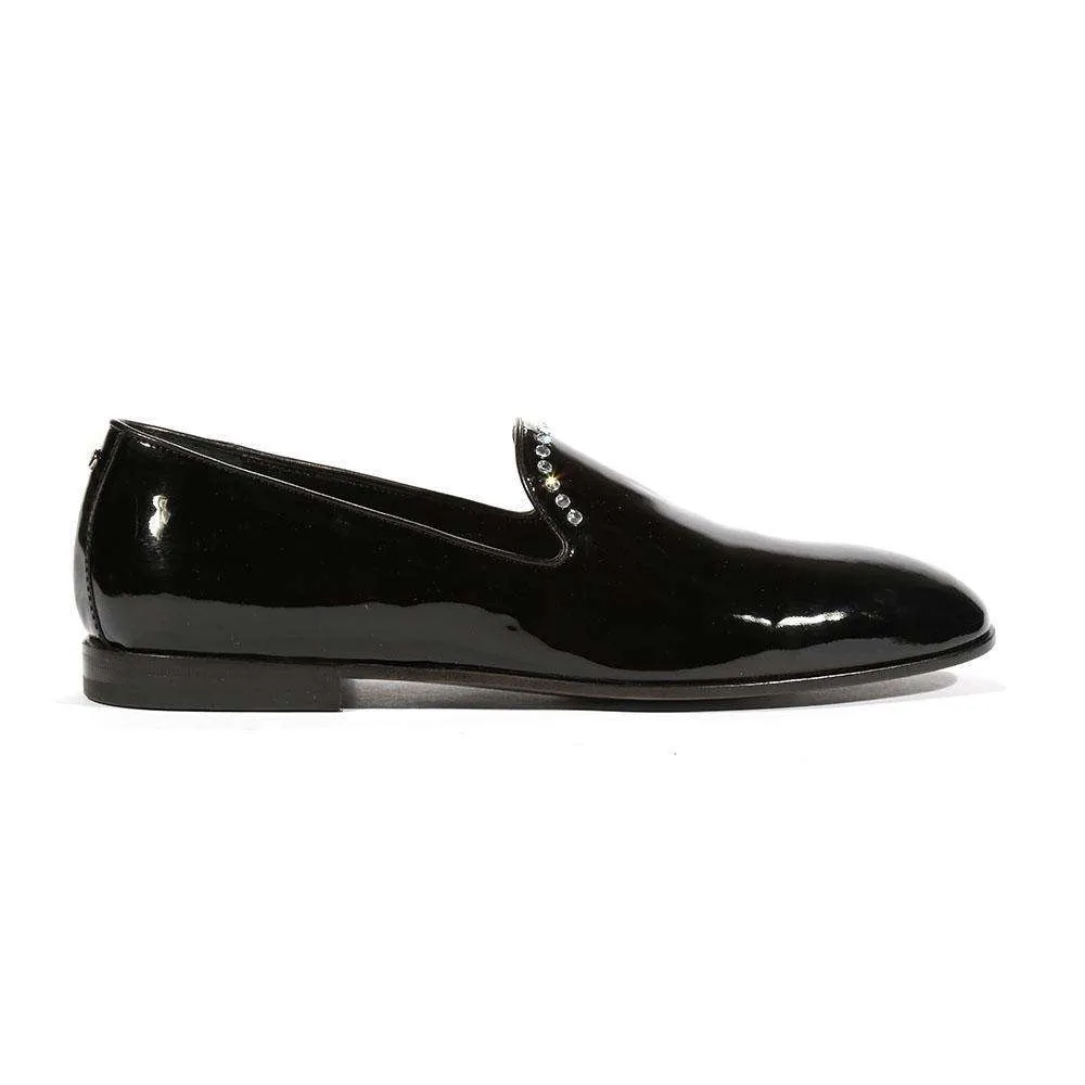 Cesare Paciotti Luxury Italian Men's Loafers Patent Calf Black Designer Shoes (CPM5463)