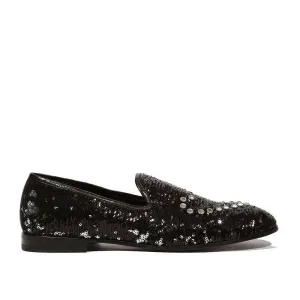 Cesare Paciotti Luxury Italian Men's Paillettes Black Silver Formal Loafers (CPM5107)