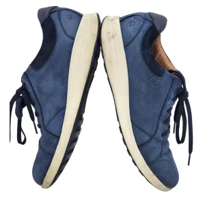 Clarks Shoes Unstructured Womens 9 Navy Leather Lace Up Comfort Casual Sneakers