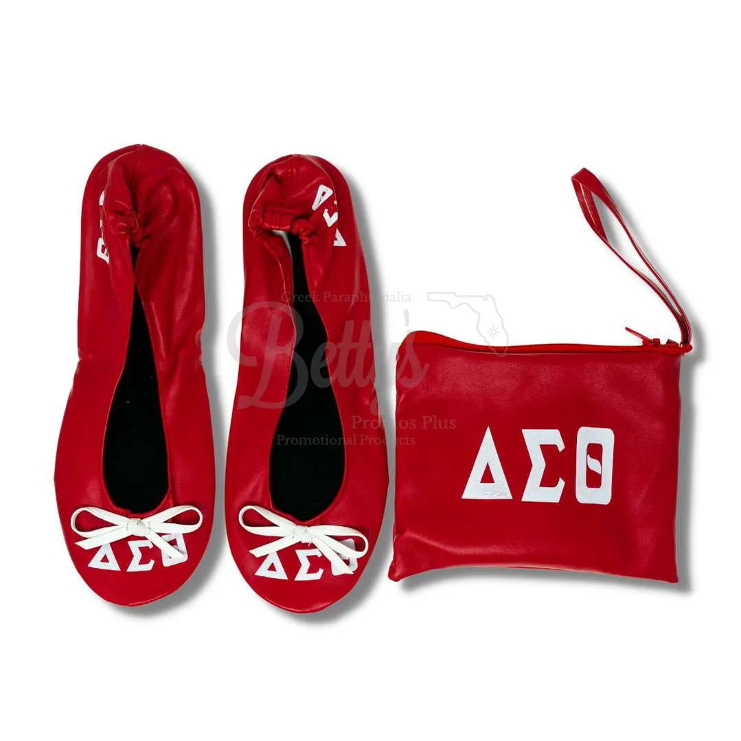 Delta Sigma Theta ΔΣΘ Printed Foldable Ballet Flats with Carrying Case