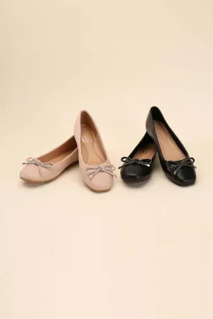 Dorothy Classic Bow Ballet Flats in Brown / Nude