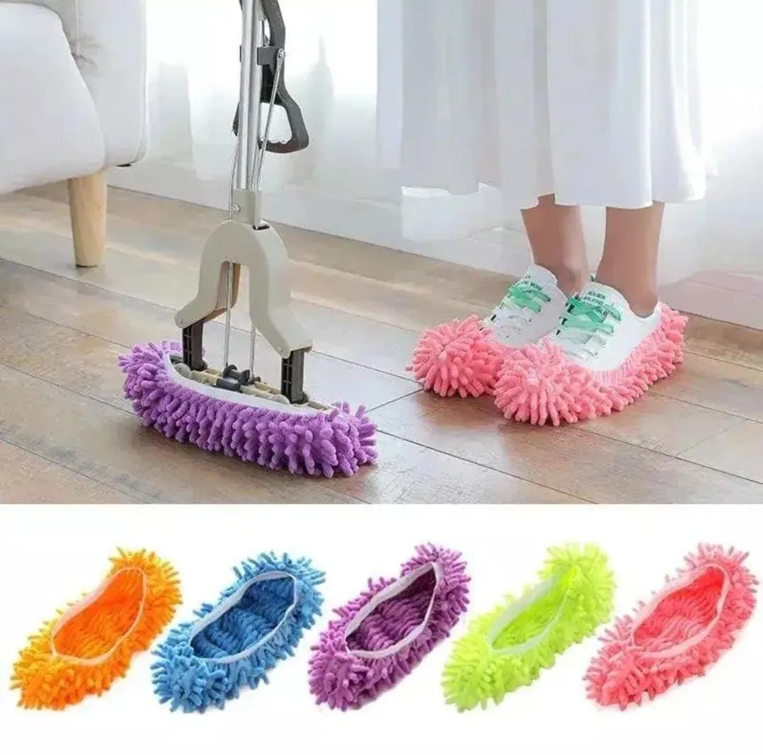 Dust Cleaning Grazing Slippers, Floor Cleaning Lazy Shoe Cover, Microfiber Duster Cloth,  Multi-Function Duster Mop Slippers, Washable Reusable Microfiber Foot Socks