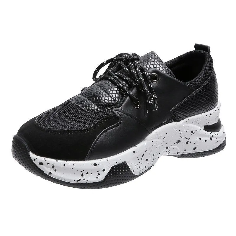 elveswallet Leopard Mesh Breathable Color Patchwork Sneakers