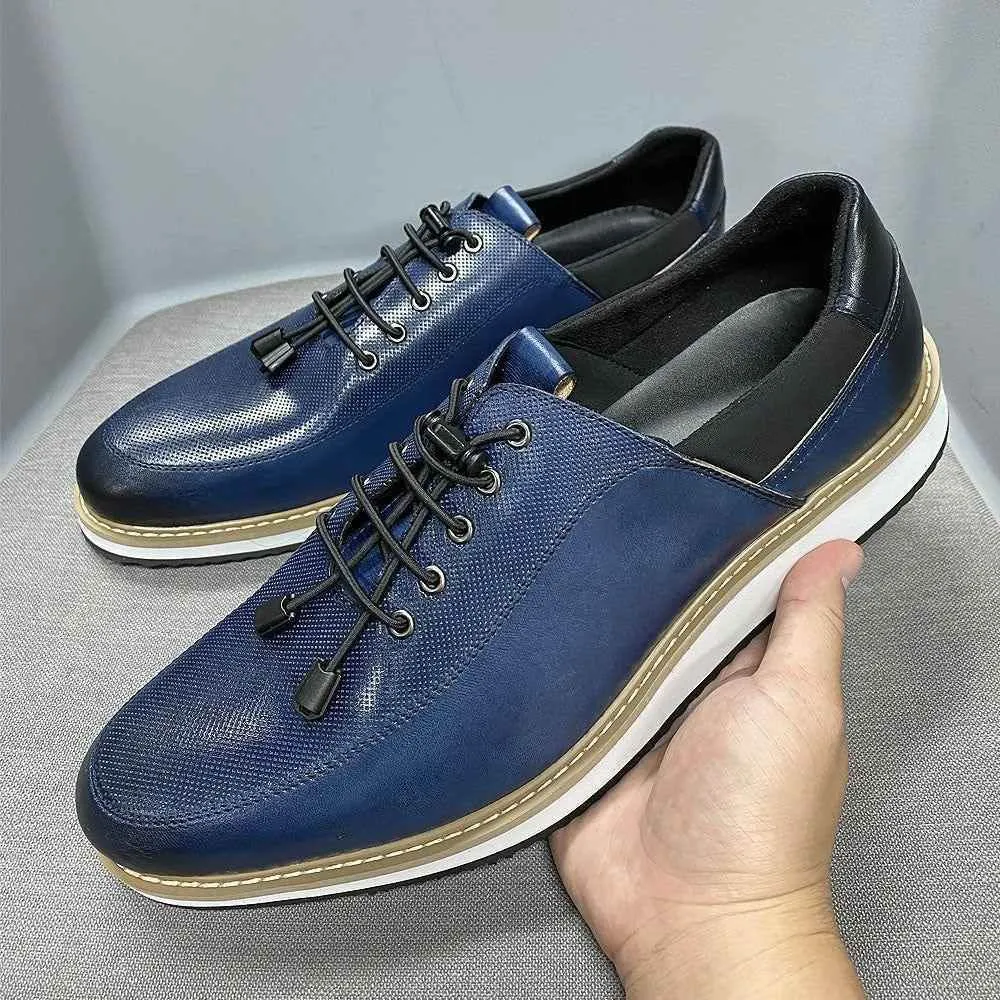 Fashion Sneakers Men's Casual Shoes FCOS13 Leather Flat Oxfords