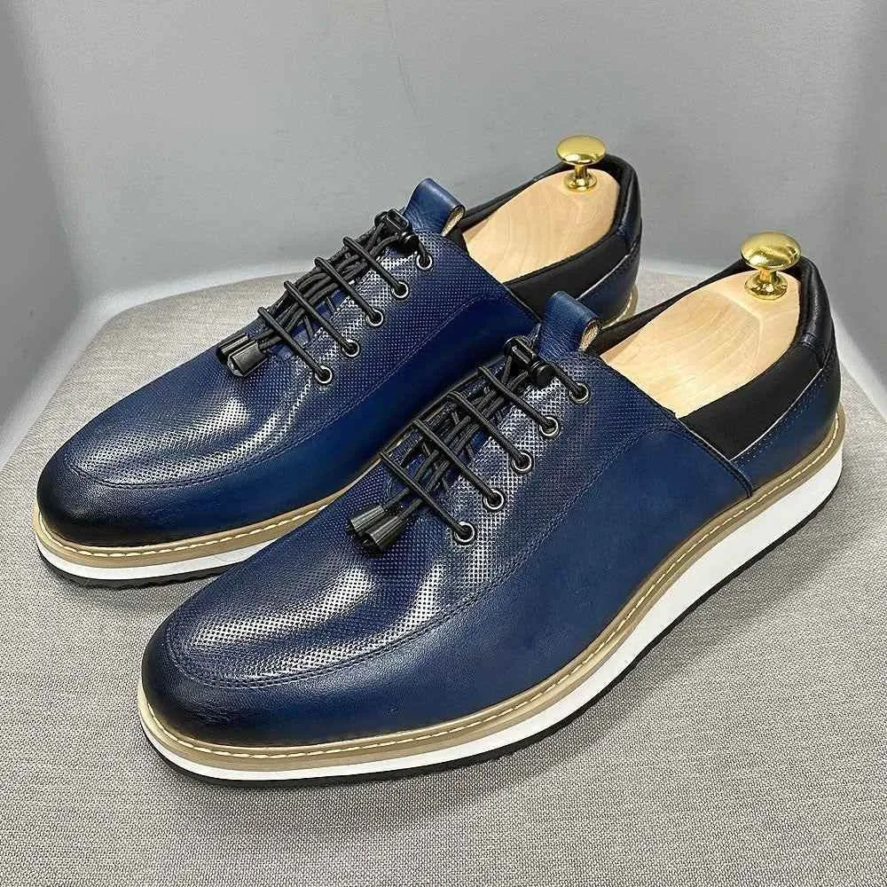 Fashion Sneakers Men's Casual Shoes FCOS13 Leather Flat Oxfords