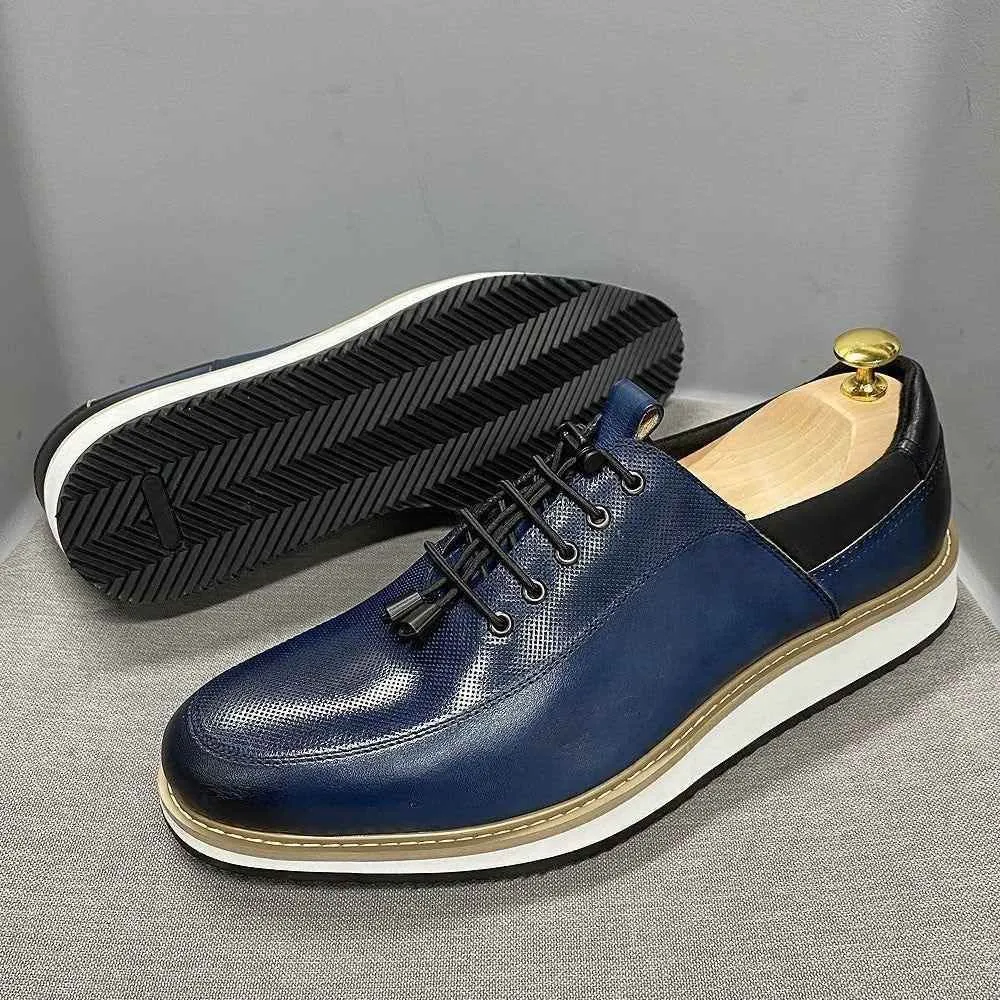 Fashion Sneakers Men's Casual Shoes FCOS13 Leather Flat Oxfords