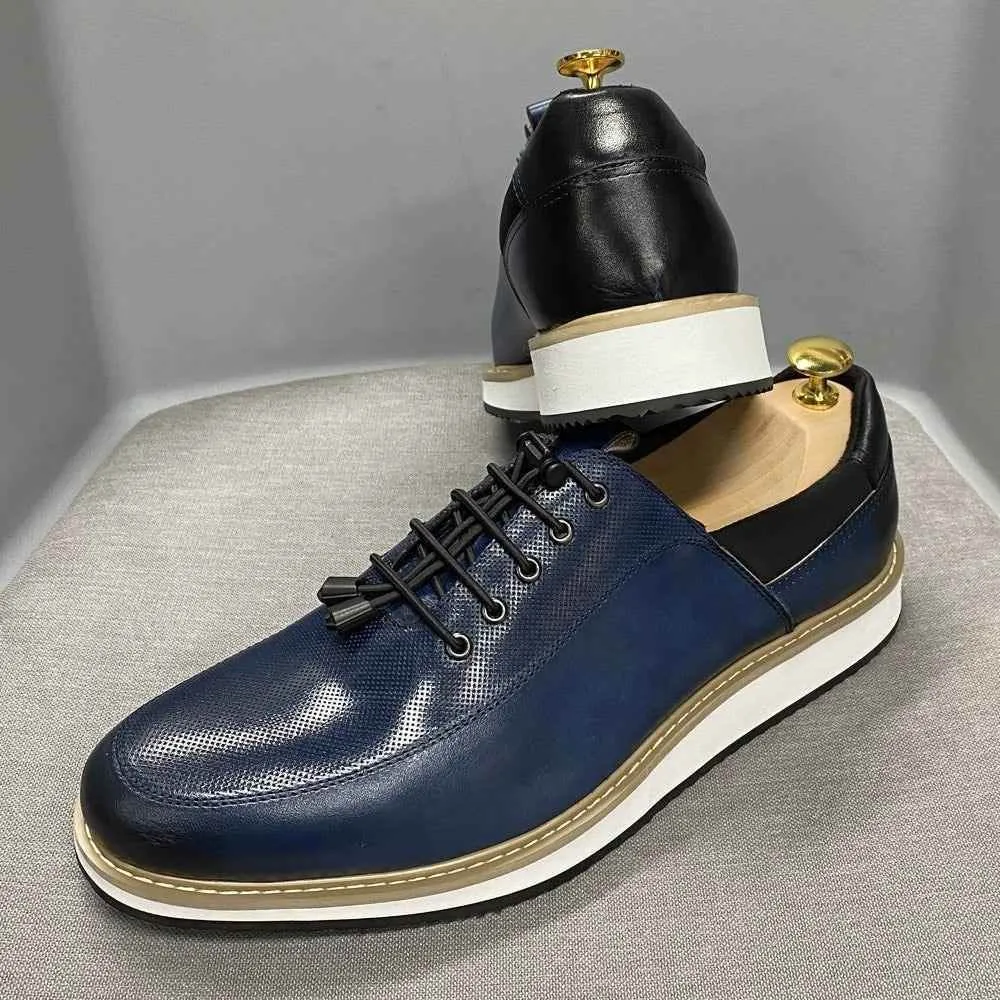 Fashion Sneakers Men's Casual Shoes FCOS13 Leather Flat Oxfords