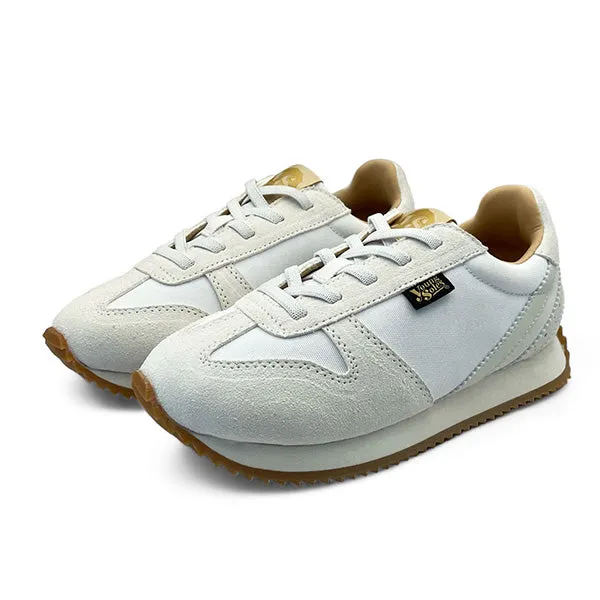 Keegan Kids Sneaker White Textile and Suede