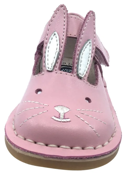 Livie & Luca Girl's Molly Bunny Ear Soft Pink Shimmer Smooth Leather Mary Jane Flat Shoes