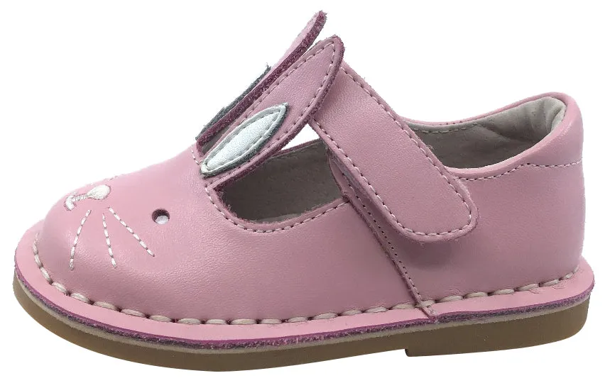 Livie & Luca Girl's Molly Bunny Ear Soft Pink Shimmer Smooth Leather Mary Jane Flat Shoes