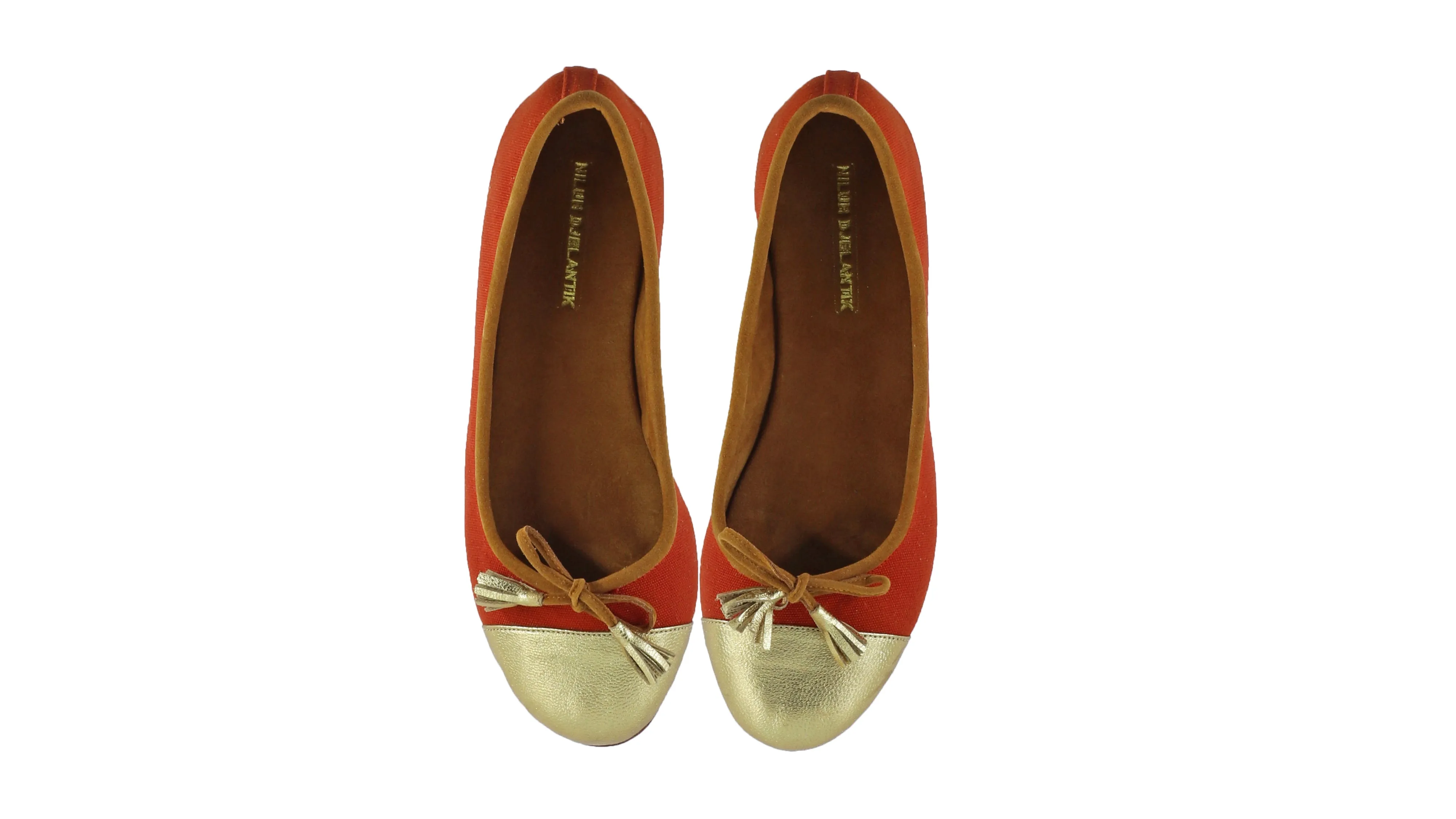 Marie 20mm Ballet -  Burnt Orange Canvas & Gold Leather