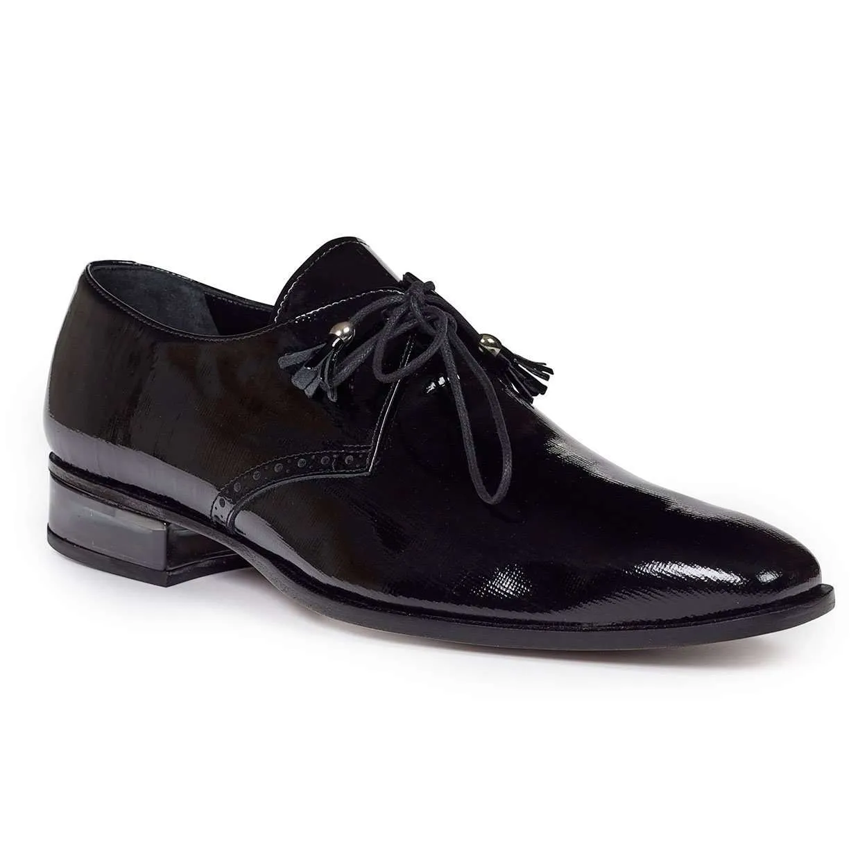 Mauri Designer Shoes 4801 Luxury Men's Designer Shoes Black Canapa Patent Leather Oxfords (MA4600)