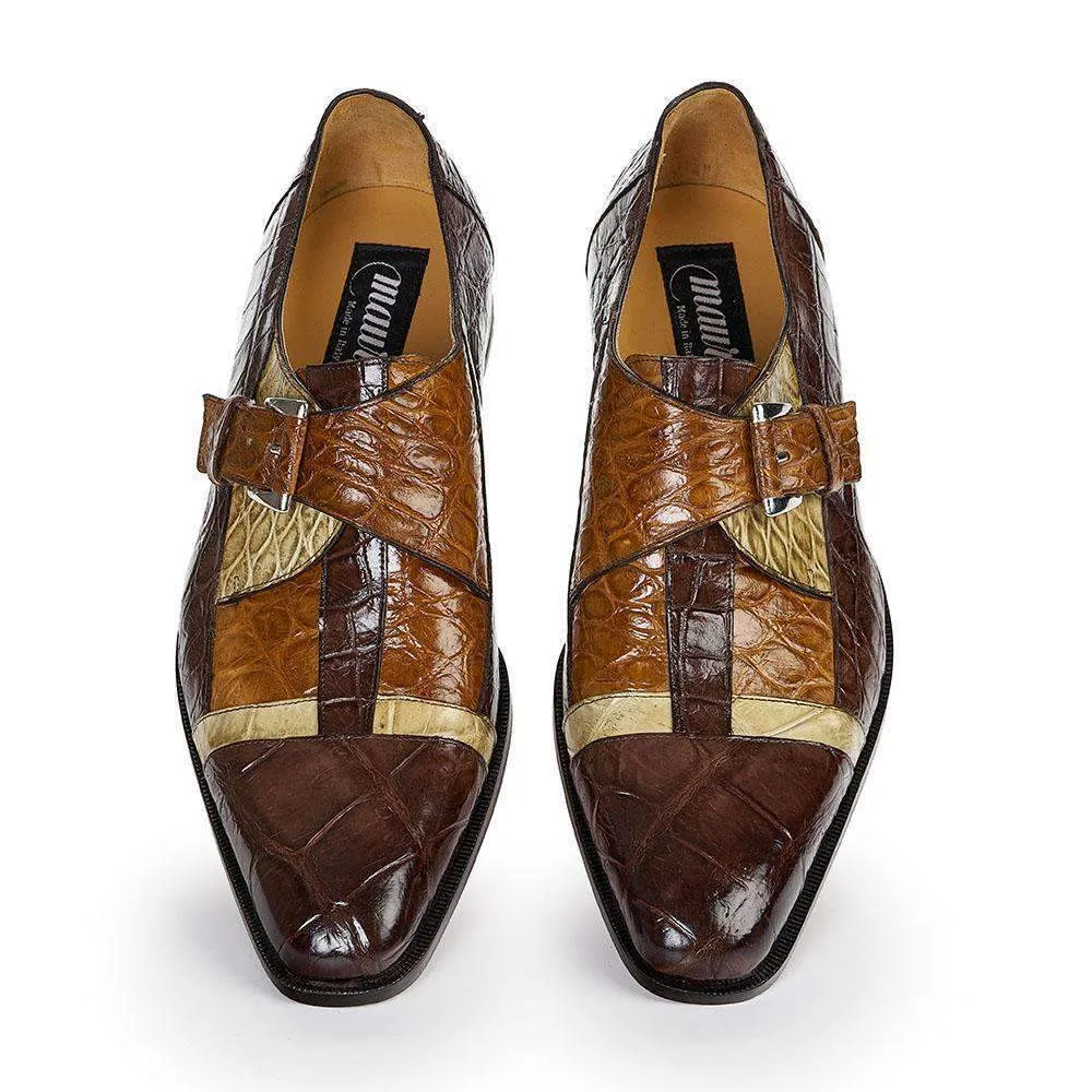 Mauri Designer Shoes Exotic Skin Men's Ontano Bone & Brandy Alligator Body Loafers 4841(MA4801) Special Order