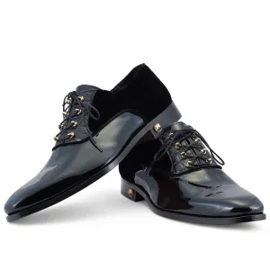 Mauri Tycoon 4993 Men's Shoes Black Alligator/ Velvet / Patent Leather Formal / Dress Oxfords (MA5474)