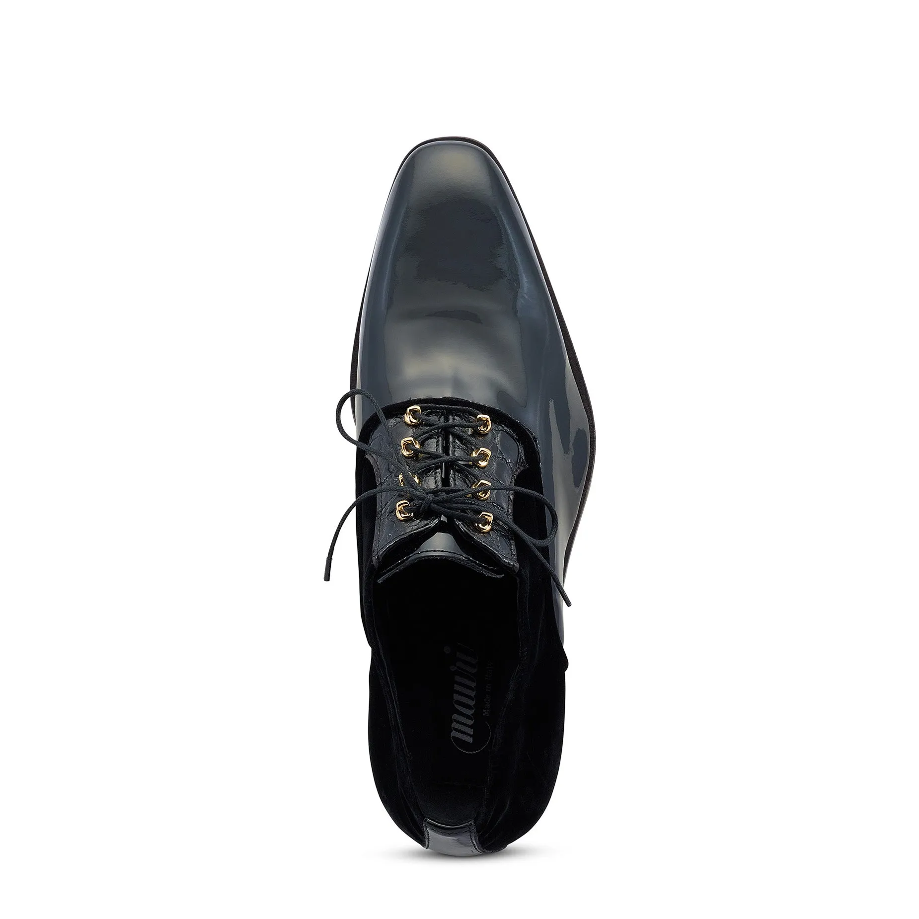 Mauri Tycoon 4993 Men's Shoes Black Alligator/ Velvet / Patent Leather Formal / Dress Oxfords (MA5474)