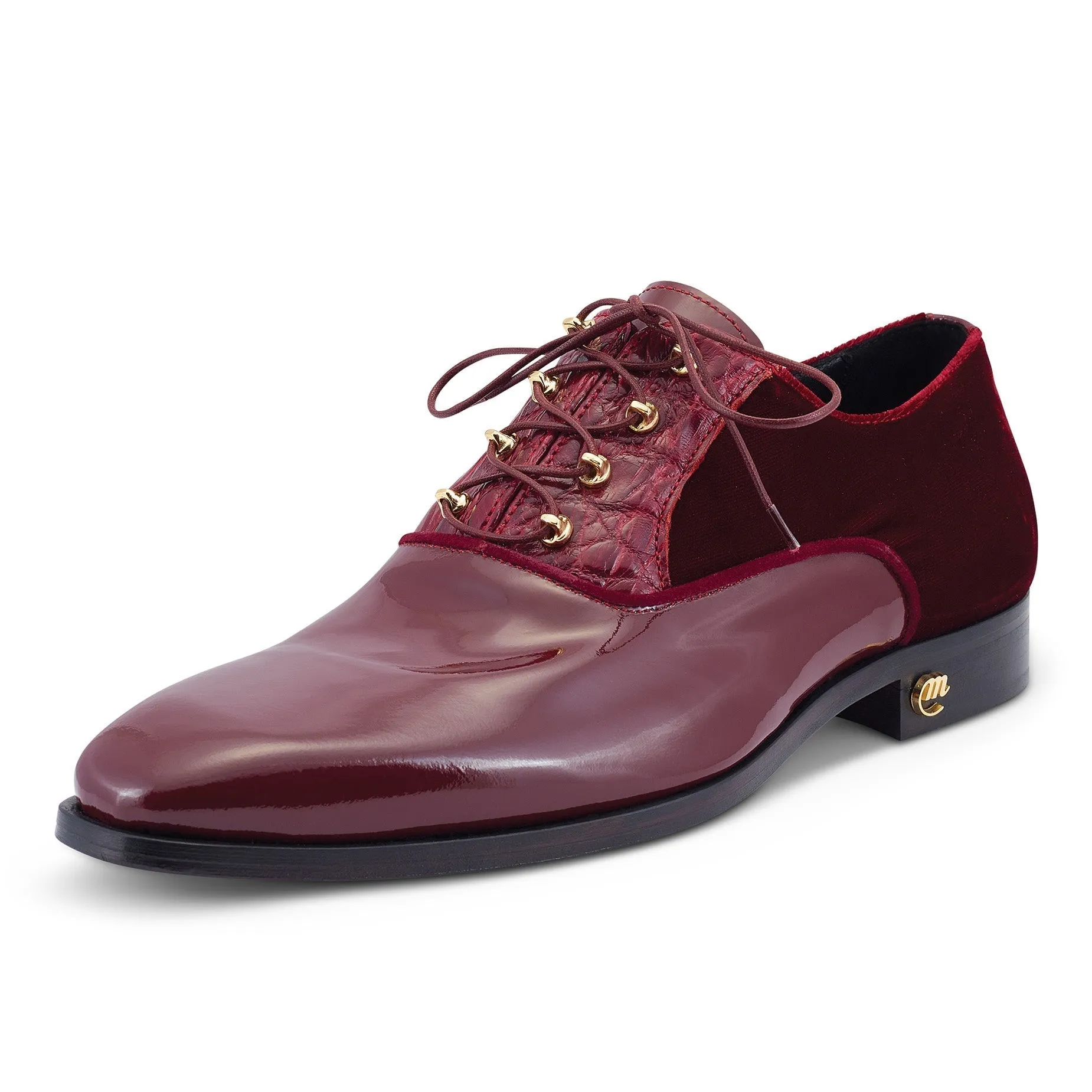 Mauri Tycoon 4993 Men's Shoes Ruby Red Alligator/ Velvet / Patent Leather Formal / Dress Oxfords (MA5475)