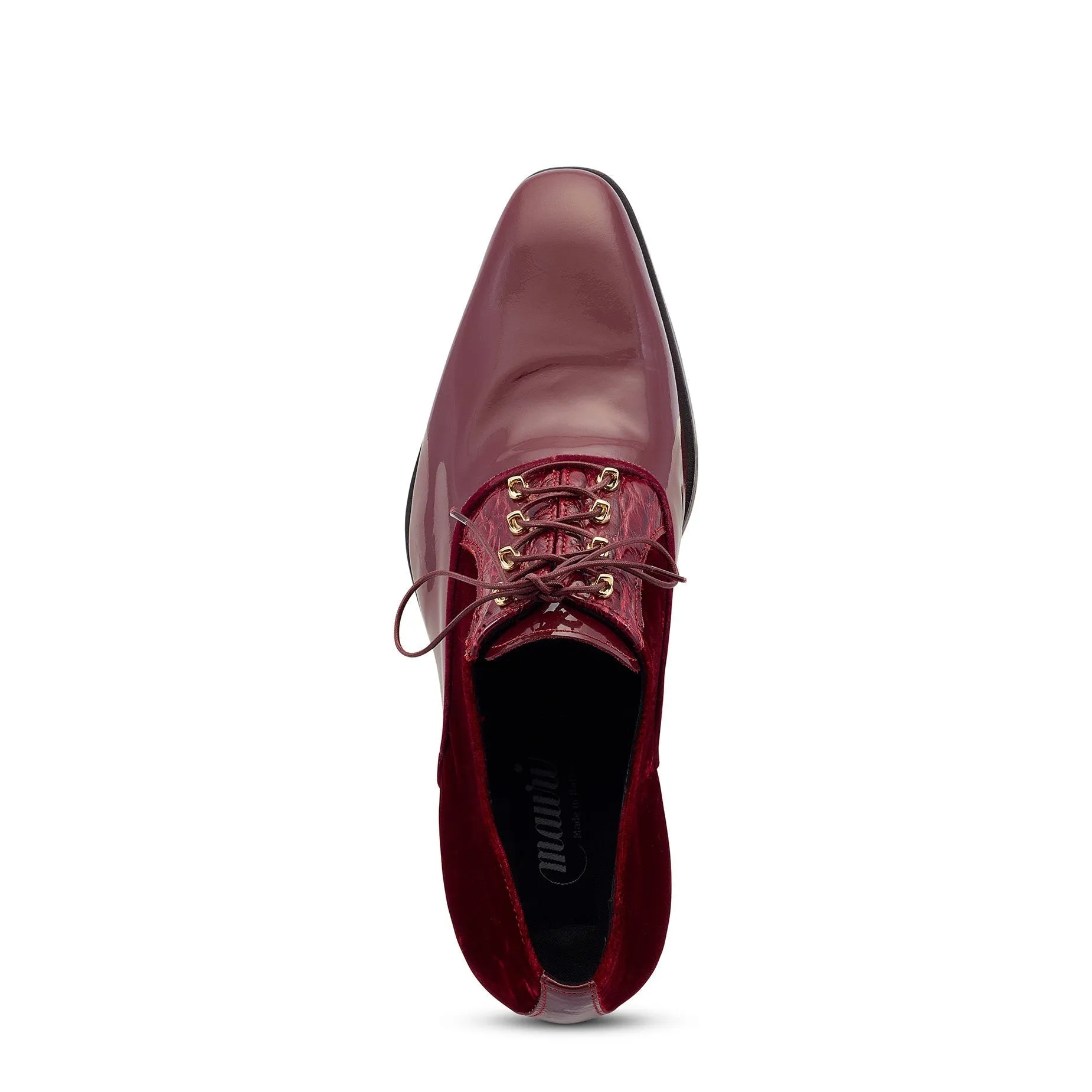 Mauri Tycoon 4993 Men's Shoes Ruby Red Alligator/ Velvet / Patent Leather Formal / Dress Oxfords (MA5475)