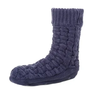 Men's Thick Basket Weave No-Skid Slipper Socks - Navy