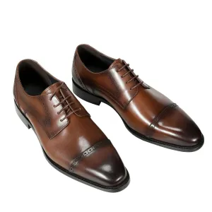 Men's Three Joint Business Formal Breathable British Leather Shoes Brown