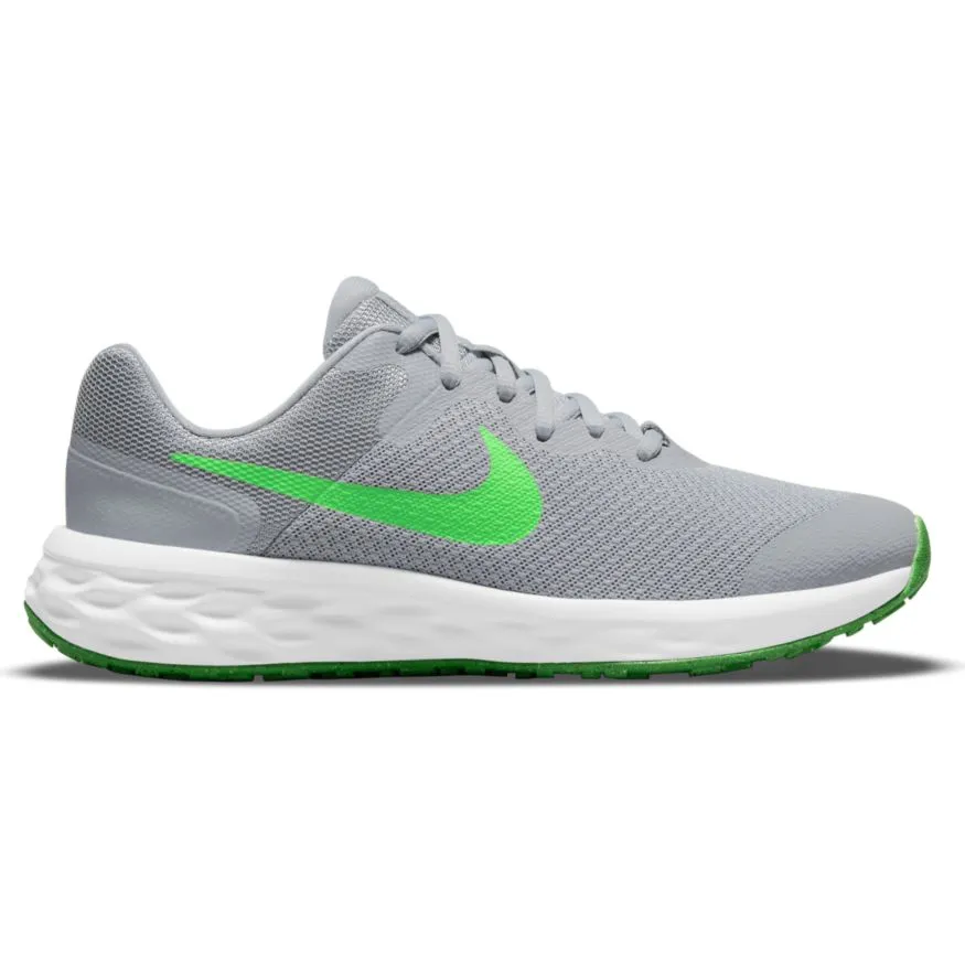 Nike Smoke Grey/Green Strike Revolution 6 Youth Sneaker