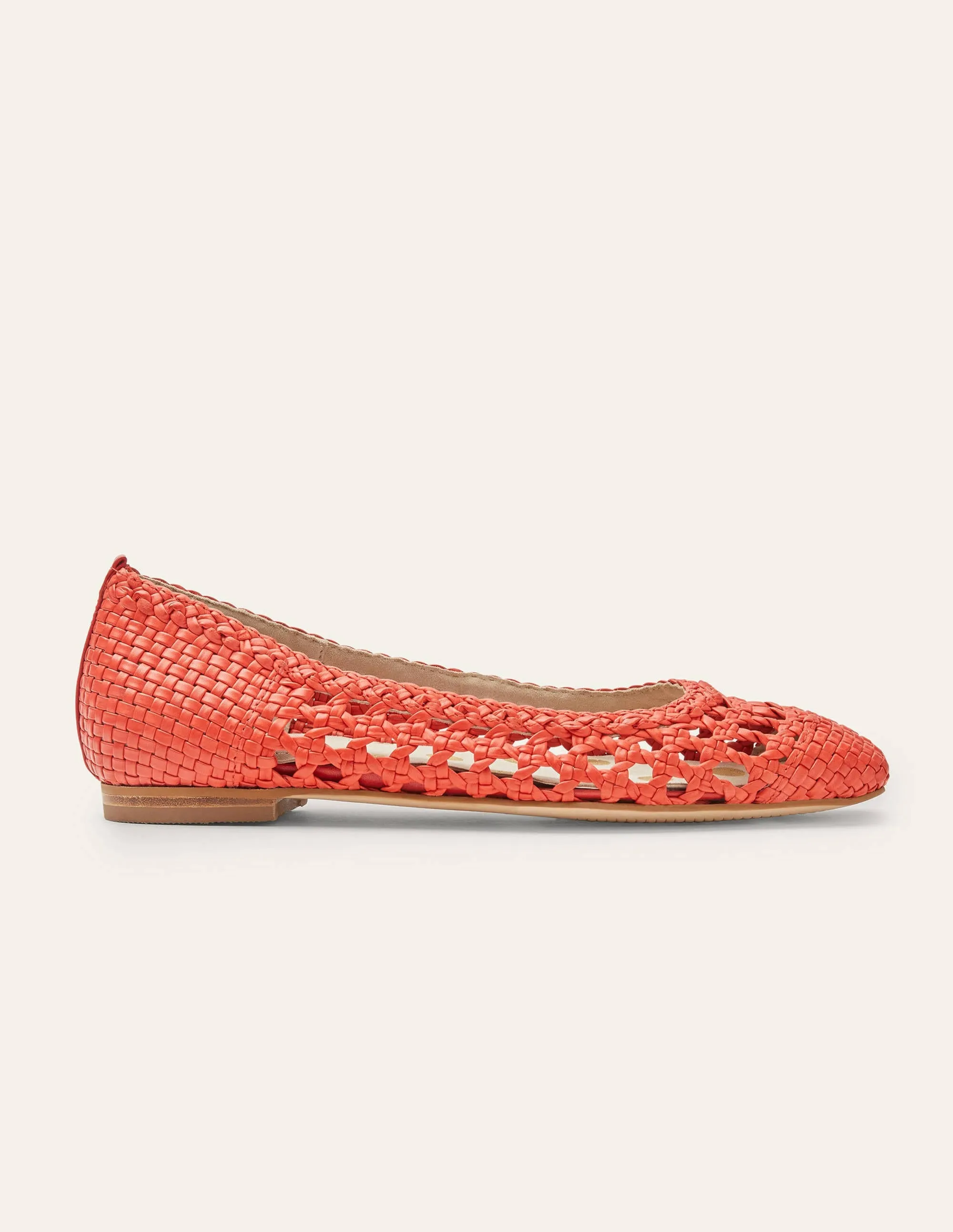 Olive Ballerinas-Red Woven