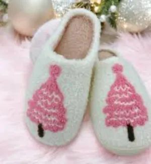 Pink Christmas Tree Slipper