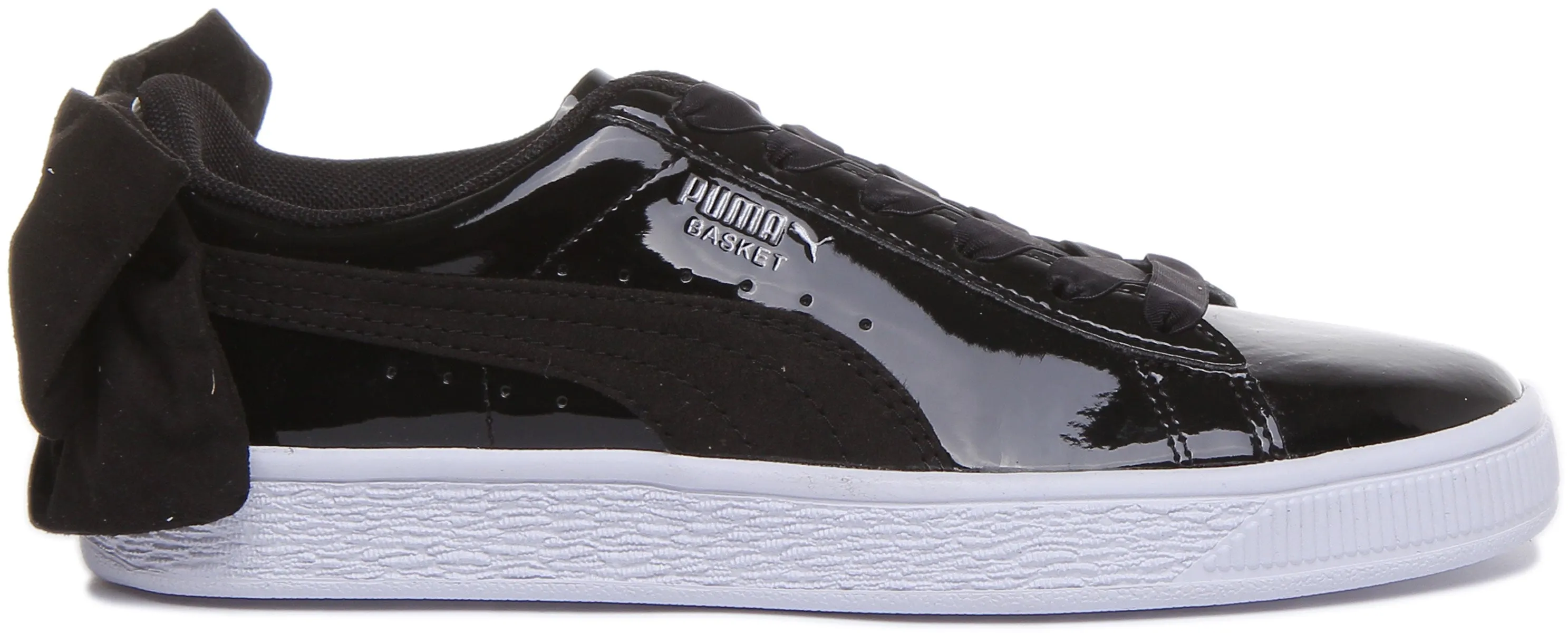 Puma Basket Bow Sb In Black Patent For Women