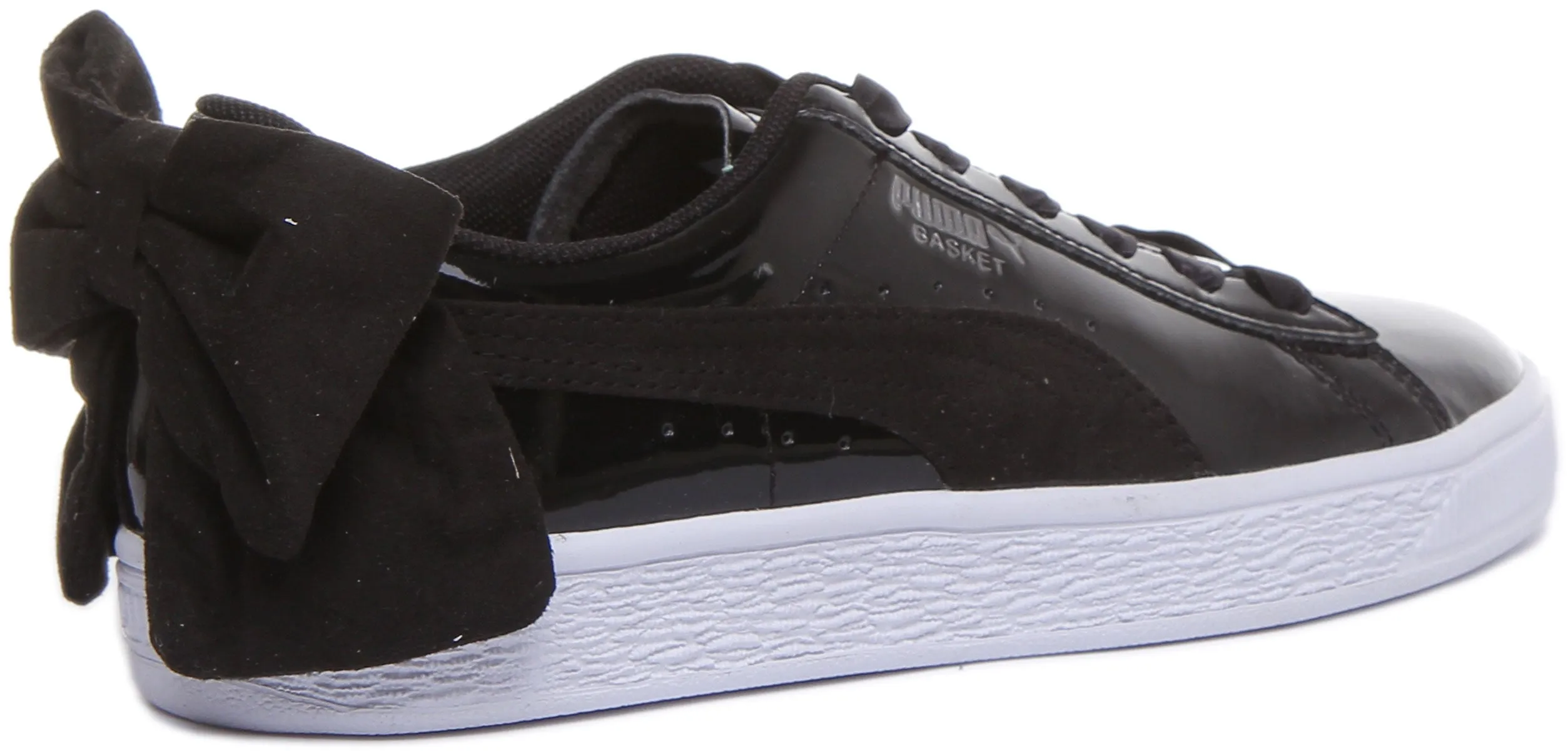 Puma Basket Bow Sb In Black Patent For Women