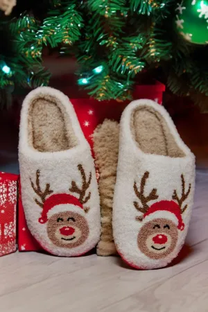 Reindeer Red Nose Slippers for Women