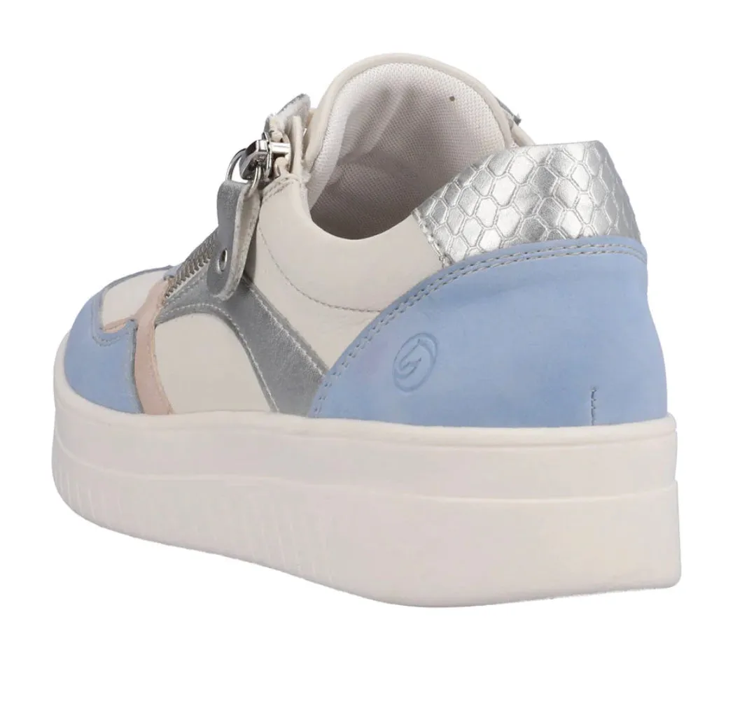 Remonte D0J01-82 Morelia Leather White And Blue Combination Trainers