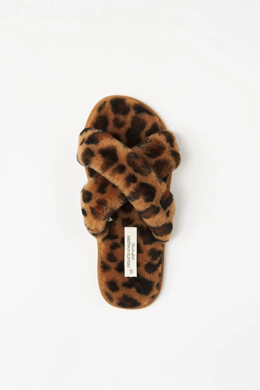 Shearling Leopard Slippers