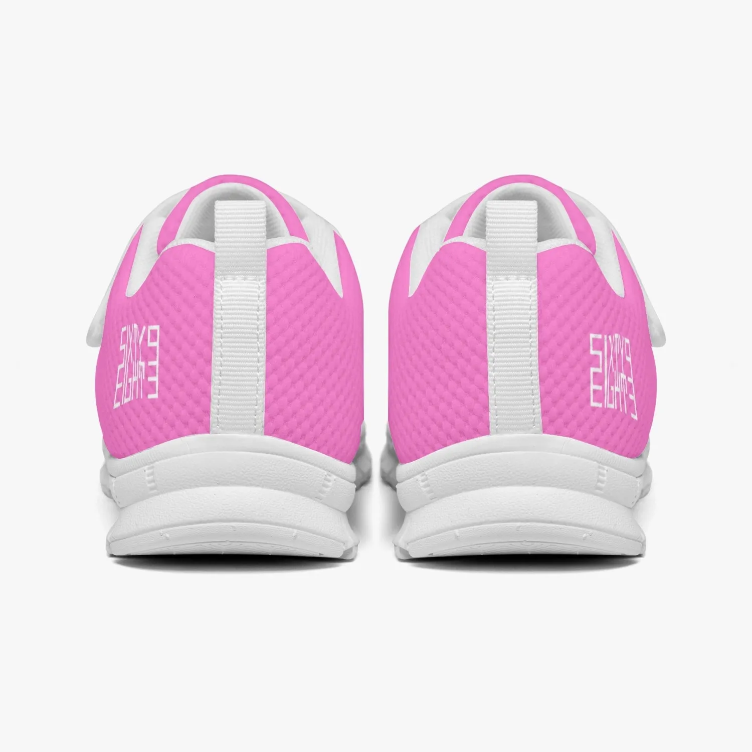 Sixty Eight 93 Logo White Pink Kids Lightweight Velcro Shoe