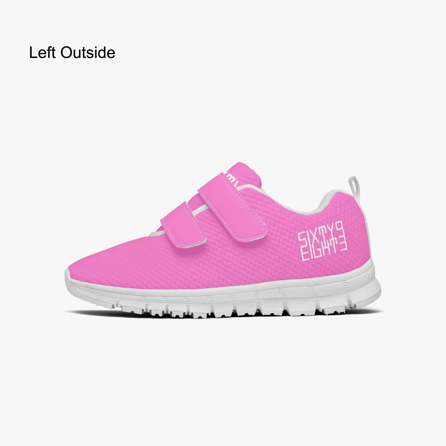 Sixty Eight 93 Logo White Pink Kids Lightweight Velcro Shoe