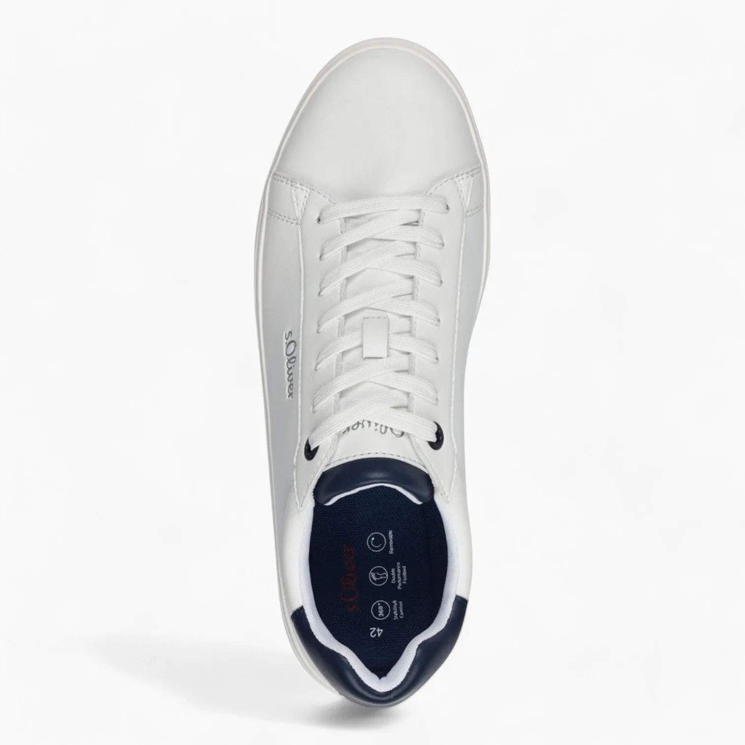 S.Oliver Men's White Trainer with Navy Detail