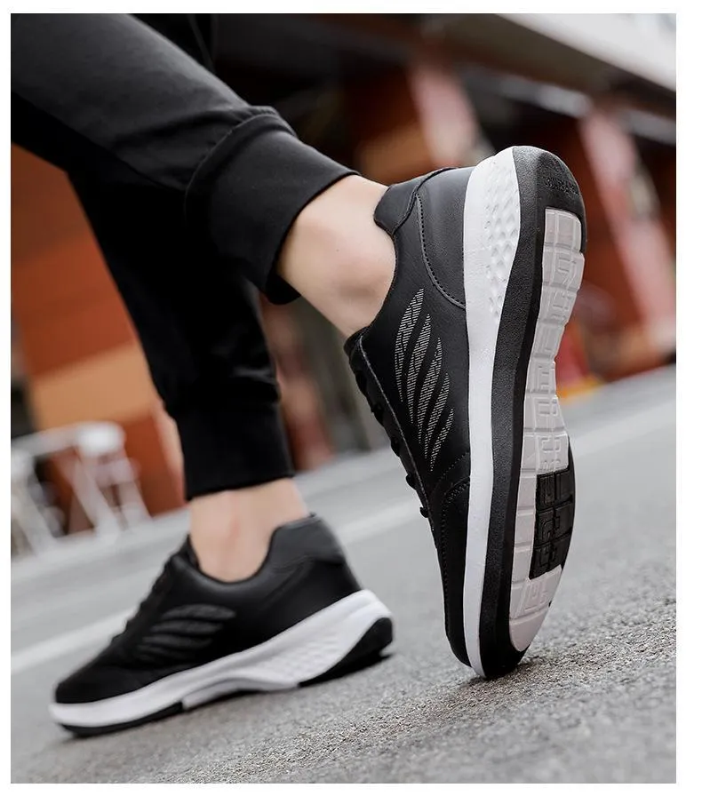 Spring & summer new leather casual breathable running shoes fashion men's shoes