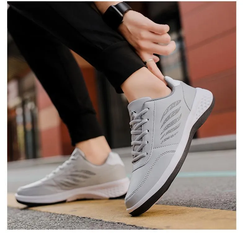 Spring & summer new leather casual breathable running shoes fashion men's shoes