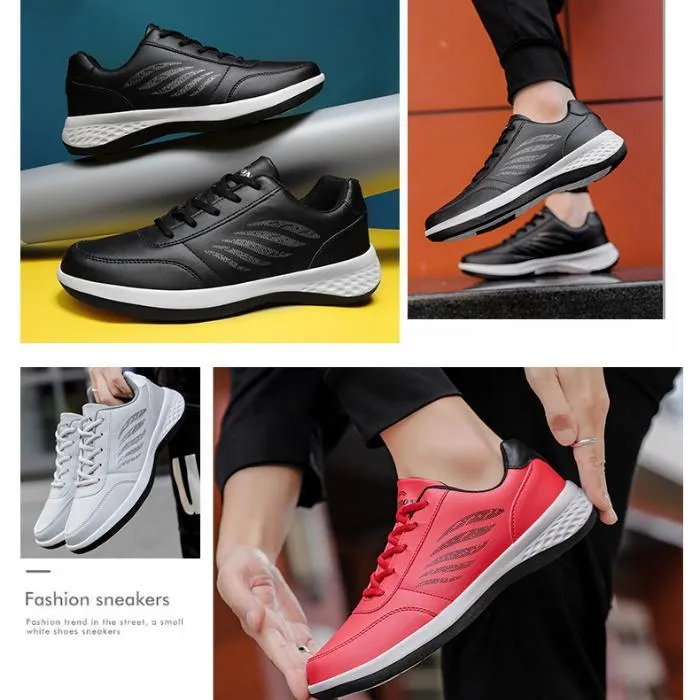 Spring & summer new leather casual breathable running shoes fashion men's shoes