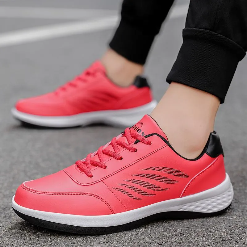 Spring & summer new leather casual breathable running shoes fashion men's shoes