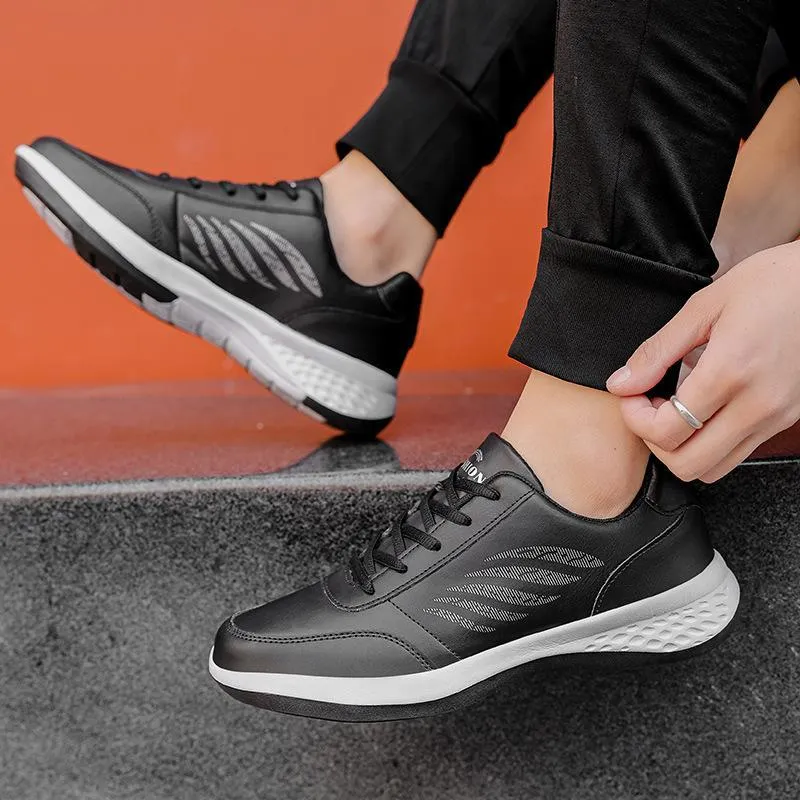 Spring & summer new leather casual breathable running shoes fashion men's shoes