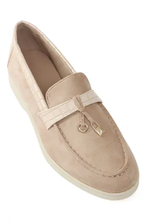 SUEDE CHARM LOAFERS-BEIGE