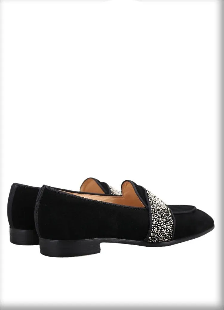 Suede Men Loafers With Crystals - Men Shoes